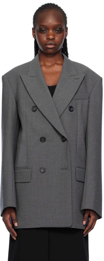 Sportmax Fabia 6 Button Double Breasted Jacket In Grey