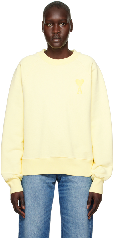 Ami Alexandre Mattiussi Yellow Ami De Coeur Sweatshirt In 703 Pale Yellow