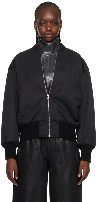 Mm6 Maison Margiela Logo-embroidered Bomber Jacket In Black