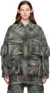 Attico Fern Camouflage-print Denim Jacket In 238 Stain Green Camo