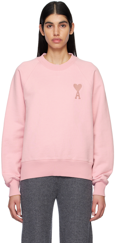 Ami Alexandre Mattiussi Pink Ami De Coeur Sweatshirt In 655 Pale Pink