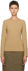 The Row Iverness Jersey Crewneck Knit Top In Tan