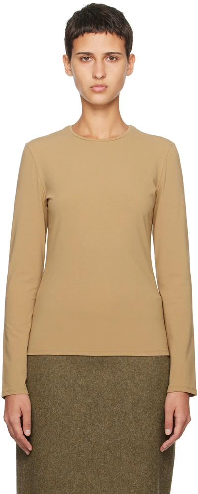 The Row Iverness Jersey Crewneck Knit Top In Tan