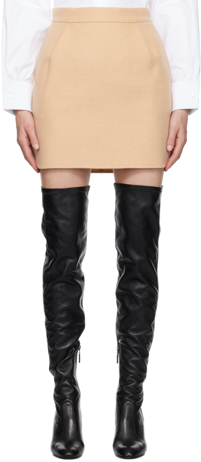 Max Mara Bobbio Mini Skirt In Camel In Beige