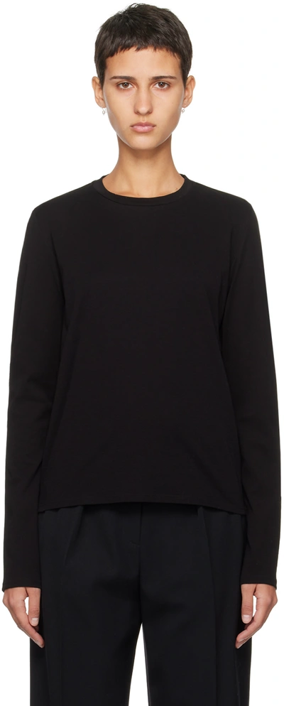 The Row Sherman Long Sleeve Cotton Jersey Top In Black