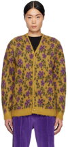 Needles Floral-jacquard Mohair-blend Cardigan In Yellow