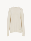 CHLOÉ PULL LARGE COL ROND FEMME BLANC TAILLE S 100% CACHEMIRE