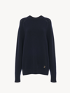 CHLOÉ PULL LARGE COL ROND FEMME BLEU TAILLE S 100% CACHEMIRE