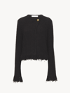 CHLOÉ VESTE COURTE AJUSTÉE SANS COL FEMME NOIR TAILLE L 50% LAINE, 36% SOIE, 8% CACHEMIRE, 5% POLYAMIDE, 1