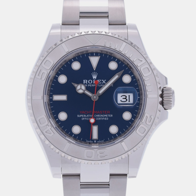 Pre-owned Rolex Blue Platinum And Stainless Steel Yacht-master 126622 Automatic Men's Wristwatch 40 Mm