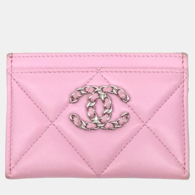 Pre-owned Chanel Pink 19 Card Wallet