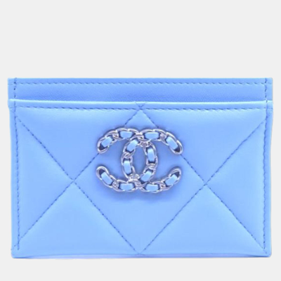 Pre-owned Chanel Blue Leather 19 Card Wallet