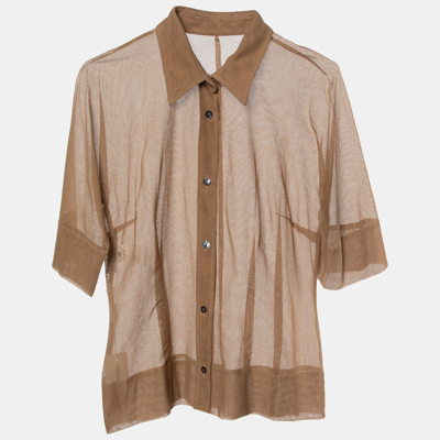 Pre-owned Dolce & Gabbana Brown Cotton Mesh Knit Sheer Shirt L