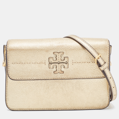 Pre-owned Tory Burch Gold Leather Mcgraw Crossbody Bag