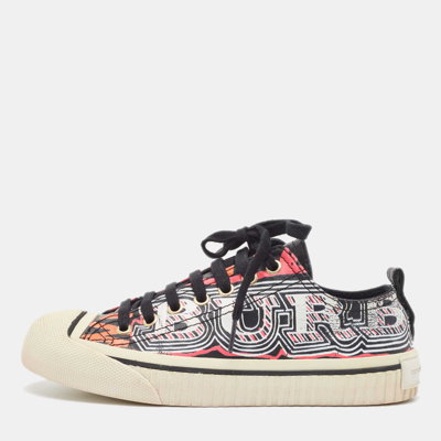 Pre-owned Burberry Multicolor Coated Canvas Kingly Mark Print Low Top Sneakers Size 35