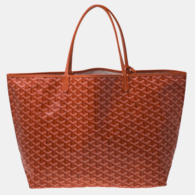 Pre-owned Goyard Ine Coated Canvas And Leather Saint Louis Gm Tote In Orange