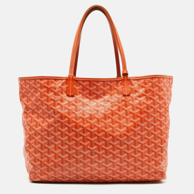 Pre-owned Goyard Ine Coated Canvas And Leather Saint Louis Pm Tote In Orange