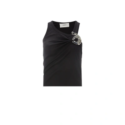 Coperni Womens Black Emoji Sleeveless Cotton-jersey Top