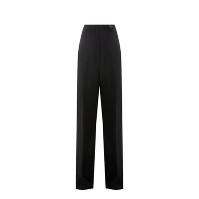 Prada Pintuck Mohair Wide-leg Trousers In Black