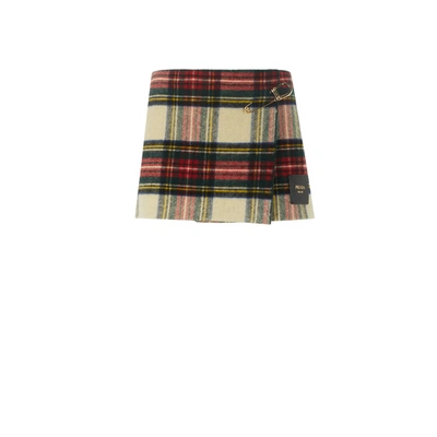 Prada Wool Mini Skirt In Multicolor