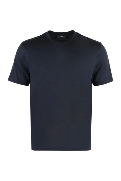 Herno Crew-neck T-shirt In Blue