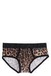 Dolce & Gabbana Logo Leopard Print Stretch Jersey Briefs In Animalier