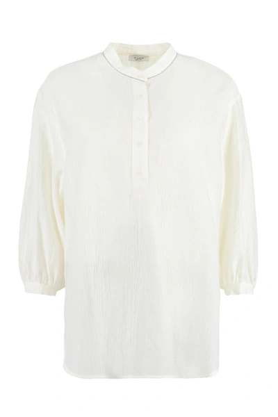 Peserico Silk-cotton Blend Shirt In White