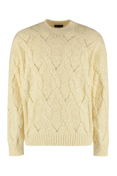 Roberto Collina Crew-neck Wool Sweater In Ivory