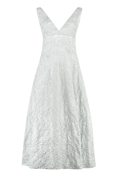 Philosophy Di Lorenzo Serafini Floral-embroidered V-neck Dress In White