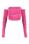 The Andamane Off-shoulder Fuchsia Top With Draped Detailing In Pink