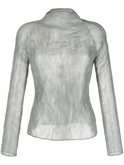 Issey Miyake Chiffon Twist Plissé Top - Women's - Polyester In Grey