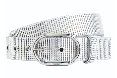 Pre-owned Rabanne H&m Metal-mesh Leather Belt (mens) Silver