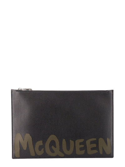 Alexander Mcqueen Graffiti Printed Zipped Wallet In Black