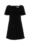 Tory Burch Tweed Square Neck Mini With Fringed Trimmings