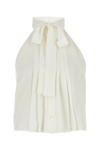 Prada Logo-embroidered Halter Silk Top In White