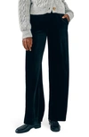 Faherty Genevieve Wide Leg Stretch Velvet Pants In Black