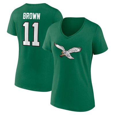 Fanatics Branded A.j. Brown  Kelly Green Philadelphia Eagles Player Icon Name & Number V-neck T-shir