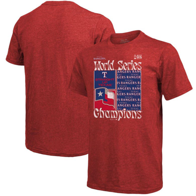 Majestic Threads  Red Texas Rangers 2023 World Series Champions Square Logo T-shirt