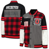 THE WILD COLLECTIVE THE WILD COLLECTIVE BLACK OHIO STATE BUCKEYES MULTI VINTAGE BUTTON-UP BOMBER JACKET
