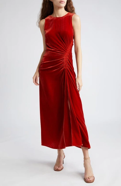 ULLA JOHNSON CORNELIA SIDE RUCHED VELVET GOWN