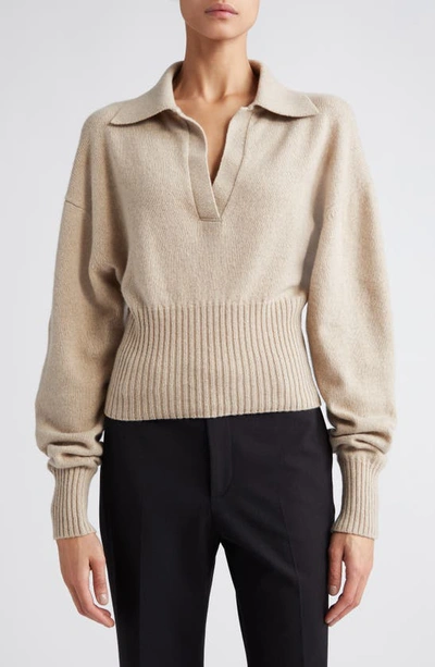Proenza Schouler Collared Knit Eco-cashmere Sweater In Oatmeal