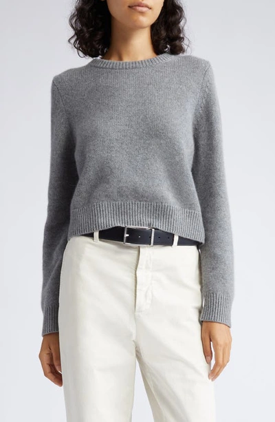 Nili Lotan Poppy Cropped Brushed Cashmere Sweater In Medium Grey Melange