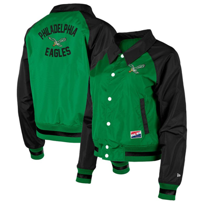 New Era Kelly Green Philadelphia Eagles Coaches Raglan Full-snap Jacket ...