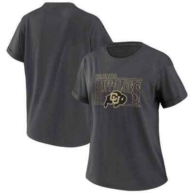 Wear By Erin Andrews Women's  Charcoal Distressed Colorado Buffaloes Boyfriend T-shirt