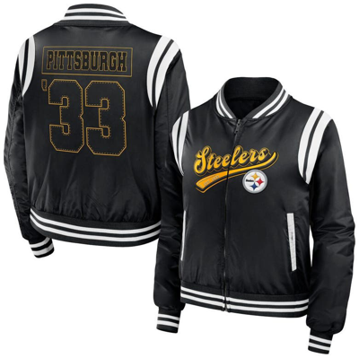 Wear By Erin Andrews Black Pittsburgh Steelers Bomber Full-zip Jacket