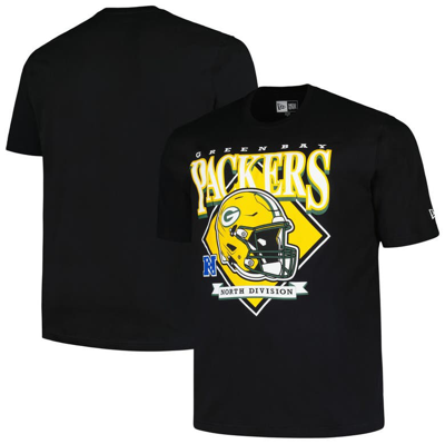 New Era Men's  Black Green Bay Packers Big And Tall Helmet T-shirt