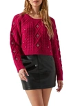 Astr Women's Madison Embellished Cable-knit Sweater In Pink