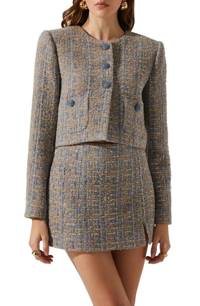 Astr Lyssa Jacket In Blue Taupe Silver