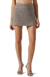 Astr Covina Skirt In Blue Taupe Silver
