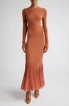 Ulla Johnson Magnolia Two-tone Sunburst Knit Midi Dress In Saffron